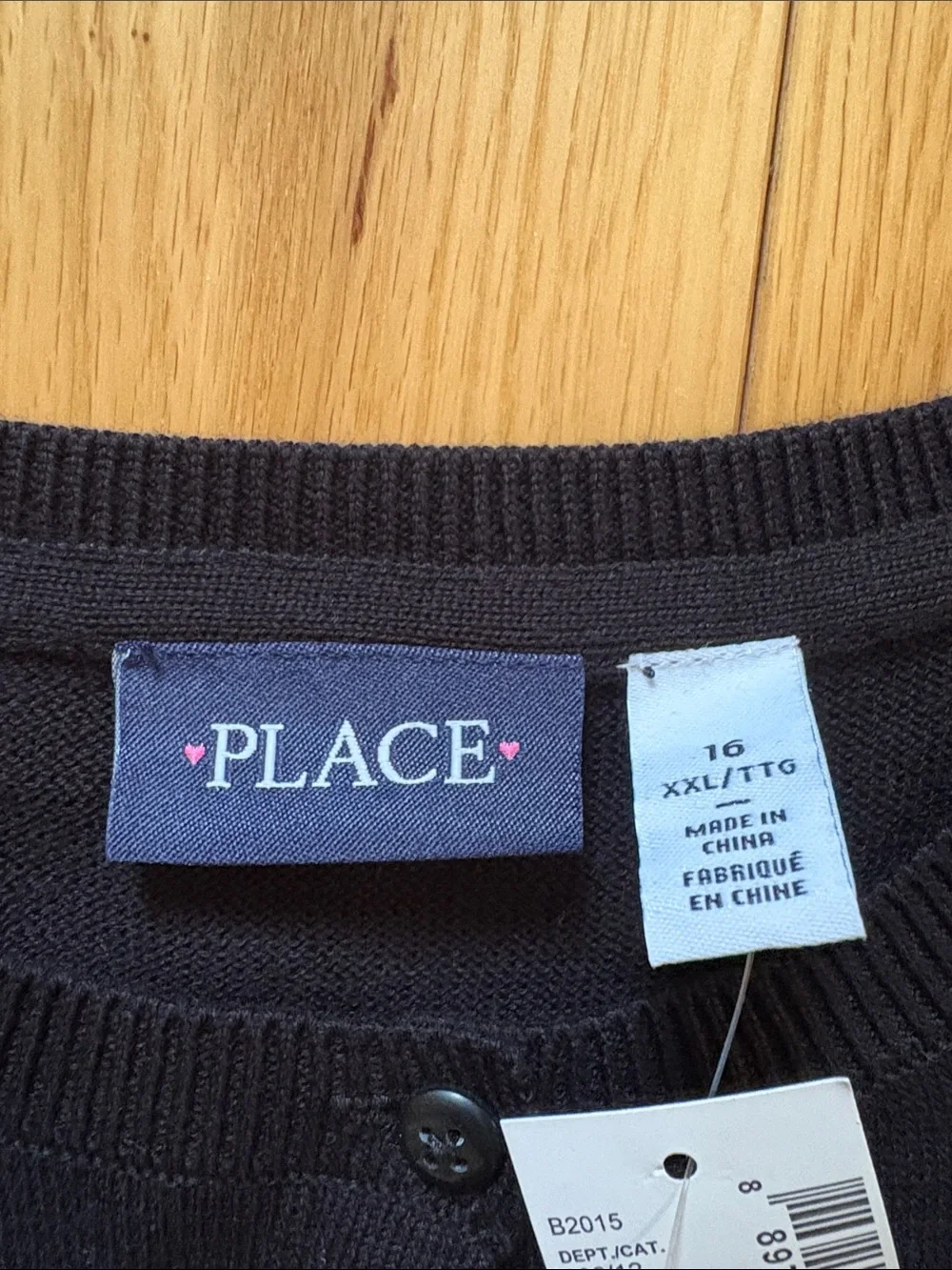 NWT The Children's Place Black Crewneck Button Cardigan